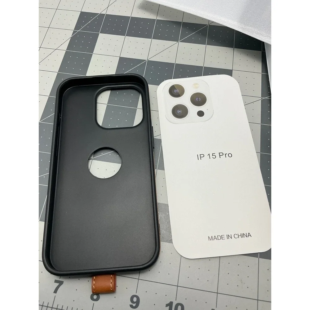iPhone 15 Pro Brown Leather Case with Ring‎ Stand and Magnetic Mount